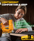 Slick Cordless Brad Nailer And T50 Stapler Compatible With Dewalt 20V Battery For Woodworking showcased with a user handling it.