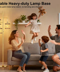 Family enjoying in living room with Industrial Style Tree Floor Lamp With Stepless Dimmable Brightness 68 Inch Tall Standing Light