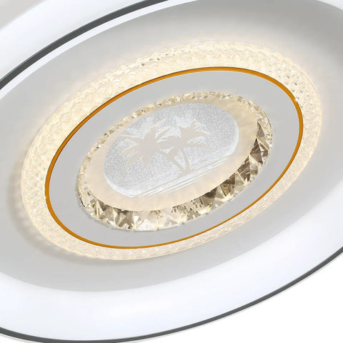 Pwefhsdjvh Ceiling Fan with LED Light 6-Speed Remote Control integrated LED light fixture with decorative palm design.