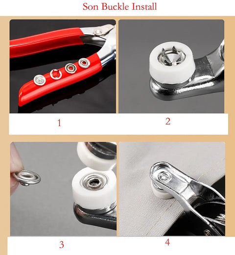 Colorful Snap Button Kit Set With 200 Sets, 5 Claw Buckles, 6 Inch Plier And Alloy Stick for clothing and crafting tools
