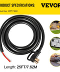 Rock Solid 25 Foot 50 Amp Generator Extension Cord With Nema 14 50P To Raw End Wire For Rv Trailers Home Backup Generators And Manual Transfer Switches No Sweat Hookup Pro Grade Copper, coiled with male plug.