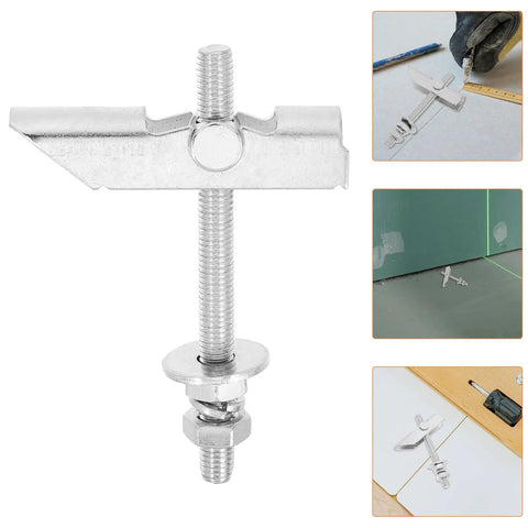 Close-up of 12 Piece Heavy Duty Toggle Bolt And Wing Nut Wall Anchor Set For Drywall Brick Walls And Ceiling Mounting With Adjustable Clamping And Aircraft Screws