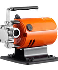 Portable Electric Water Transfer Pump 360 GPH 46 Ft Max Head 115V Utility Pump With Hose Kit side view on flat base.