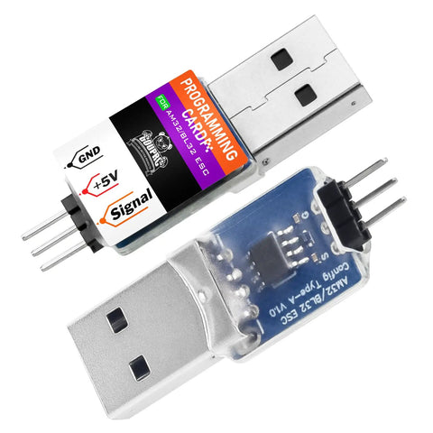 USB Linker ESC Programming Card For AM32 BL32 Brushless ESC Lets You Plug Into PC For Quick Tuning And Firmware Upgrades Compatible With Axial SCX24 1 24 RC Crawler The Go To Upgrade Tool For Custom Builds, showing two USB connectors with programming labels.