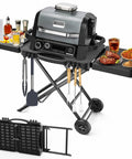 Portable Indoor Grill Table Stand For Ninja Woodfire OG701 OG850 OG951 Series 51 Inch Wide Folding Tailgating Table With 2 Wheels