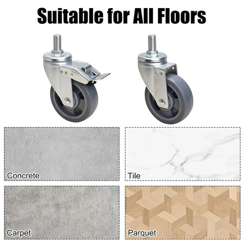 Heavy Duty Swivel Caster Wheels With Top Plate M Threaded Stem Rubber Casters suitable for concrete, tile, carpet, parquet floors