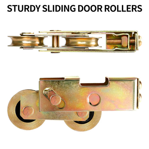 Sliding Patio Door Tandem Roller Assembly Replacement Rollers 1-1/4 Inch Steel Ball Bearing Wheels, galvanized steel, 2 pack