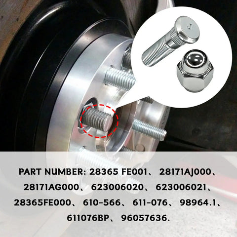 Top Grade M12x1.25 8 Pack Car Wheel Hub Bolt Studs And Nuts For Hyundai Kia, Heavy Duty 10 Point Steel Set With Triple Chrome Plating Keeps Rust At Bay For Serious Rides. Installed wheel hub stud and nut set for Hyundai Kia, M12x1.25 steel chrome finish