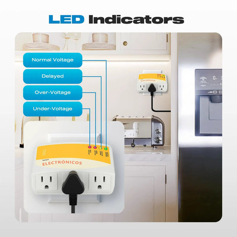 Fridge Surge Protector With Three Outlets For Fridge, TV, And ACs, 120V 12A, 1440W, installed near kitchen appliances
