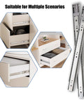 20 Inch Soft Close Drawer Slides Two Pairs Beefy Heavy Duty Side Bottom Mount Rails Ball Bearing Full Extension For Kitchen Cabinets And Dressers 100 Lbs Load Capacity, shown installed in a cabinet and separate