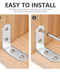 Heavy Duty Iron Angle Brackets 40x40mm Corner Braces With Screws Rust Proof Metal Corner Supports For Furniture And Tables Silver L Shaped Brackets Easy To Install Hardware Included
