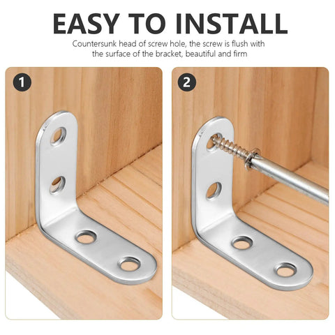 Heavy Duty Iron Angle Brackets 40x40mm Corner Braces With Screws Rust Proof Metal Corner Supports For Furniture And Tables Silver L Shaped Brackets Easy To Install Hardware Included