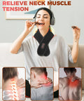Woman using Red Light Therapy Belt For Neck And Shoulders That Also Treats The Rest Of Your Body All Day Cordless Infrared Heating Pad
