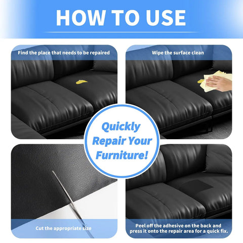 Instructions for using Leather Repair Patches 17X79 Inch Self Adhesive Tape For Couches Furniture Sofas And Car Seats