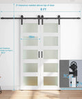 Double Glass Barn Door Set With 6 Ft Sliding Hardware Kit Included, Frosted 5 Panel Design, White Waterproof PVC Surface, 36 By 84 Inches, Assembly Required, Durable MDF Frame For Modern Interiors Built To Last.