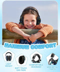 Kids Noise Canceling Ear Muffs For Autism Sensory Relief, ultra comfortable hearing protection worn by smiling child outdoors