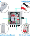 Heavy Duty 4 String PV Combiner Box With A Straight Up 15A Setup showing internal fuse and wiring connections.
