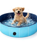 Foldable Dog Pool For No Fuss Setup And Quick Drain, Portable Heavy Duty Pet Bath Tub For Small Dogs And Cats with puppy inside