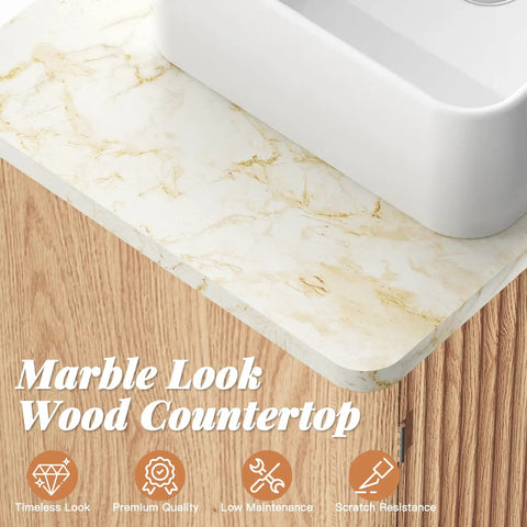 31-Inch Fluted Bathroom Vanity Crafted From Solid Natural Oak Featuring A Heavy-Duty One-Piece Ceramic Bowl Scratch-Proof Topcoat Straight-Up Durable Built Like A Tank For The Daily Grind Easy Breezy Install Long Haul Performance