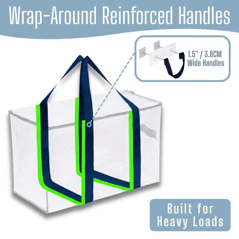 Heavy Duty Moving Bags Set Hassle Free Extra Large Storage Bags With Reinforced Handles And Strong Zippers, built for heavy loads