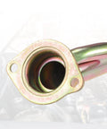 Built Tough Direct Swap Engine Coolant Thermostat Housing and Water Pump Outlet Tube for Ford Ranger 2.3L 1992 to 1994 OE F2TZ-8592AA bronze metal finish close-up view.