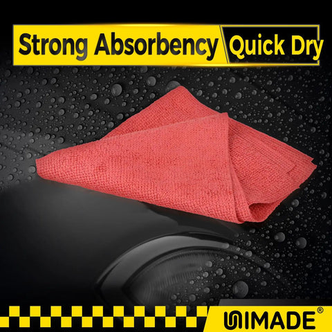 Bulk 200 Pack Microfiber Shop Towels Rags 11.5 By 11.5 Inches Reusable Cleaning Cloths Lint Free High Absorbency Workhorse For Car Auto Garage Kitchen Bar Mechanic Restaurant Red