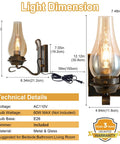 Light dimension and technical details of Retro Rustic Oil Rubbed Bronze Plug In Wall Sconce Set Of 2 With Amber Glass for cozy lighting.