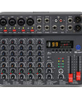 Top view of 6 Channel USB Audio Interface DJ Mixer With Bluetooth MP3 Playback And 48V Phantom Power Unpowered Studio Mixer