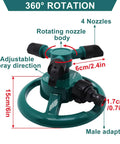 Automatic 360 Degree Rotating Lawn Sprinkler With Two Adjustable Spray Modes 30 Degree Or 90 Degree Angles, showing dimensions
