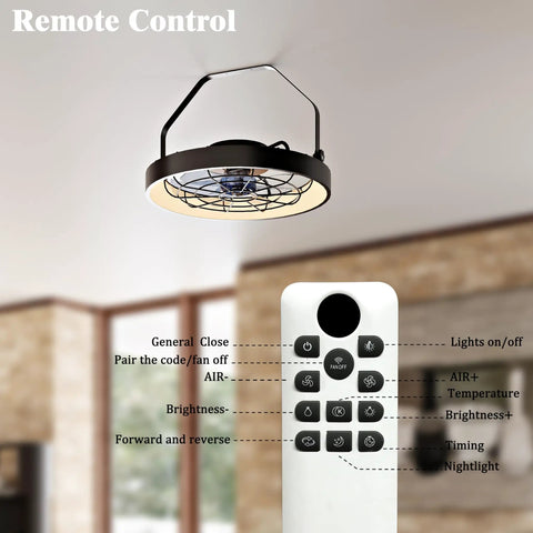 20 Inch Wall Mount Fan With Light And Dimmable 3CCT LED 6 Speeds Smart Remote And App Control shown with remote control