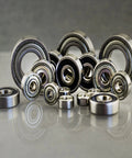 Front view of assorted metal deep groove ball bearings with seals and inner rings