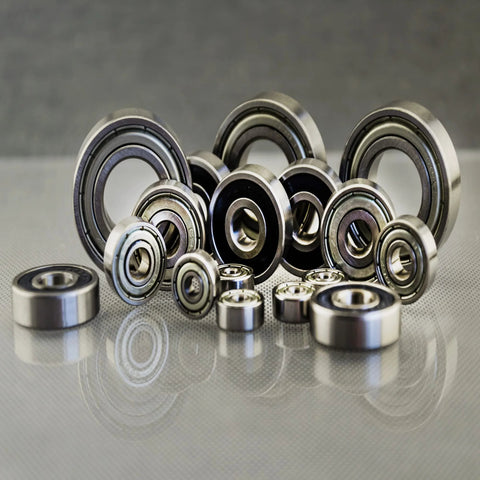 Front view of assorted metal deep groove ball bearings with seals and inner rings