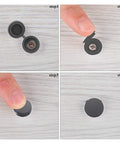Steps for using 200 Pcs Plastic Hinged Screw Head Covers Snap On Caps Light Grey 13.6x29mm on a screw head surface.