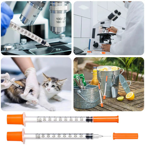 Precise 1 Milliliter Syringe Pack Of 50 Individually Wrapped Lab Measuring Syringes For Accurate Dosing In Lab Industrial And Home Settings Disposable Medical Grade Plastic With Sturdy Tips, 1 mL syringe with orange cap