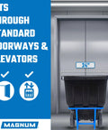 Half Cu Yd Dump Cart With Non Marking 12 Inch Wheels And 5 Inch Casters, Forklift Ready Frame, 850 Pound Capacity, 2 Pack, 24" width in doorway