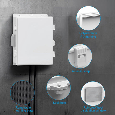 Outdoor Weatherproof Electrical Junction Box With ABS Enclosure, Water Resistant And Dust Proof, showcasing design features