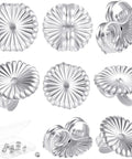 Jumbo Earring Backs For Heavy Studs And Droopy Posts Replacement Secure Lifters 9mm Silver 8 Pack displayed with daisy design and snug fit.