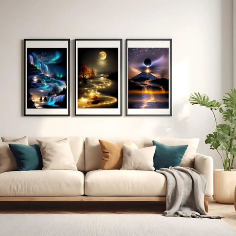 Dope Six Pack Diamond Art Kits For Adults, Landscape 5D Diamond Painting For Beginners, Moon Full Drill Round Gem Art Set