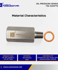 Cosmostar 304 stainless steel 1/8 NPT tee oil pressure sensor adapter with copper washer, side view