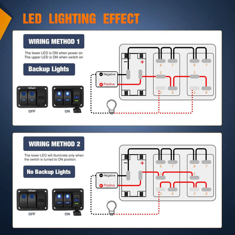 8 Gang Rocker Switch Panel With PD Type C USB Charger Voltmeter 12V SPST On Off Toggle Switches Blue Backlit Wiring Diagram