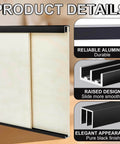 Black Aluminum Sliding Door Track Set For Four Foot Installations No Fuss DIY Friendly For One Quarter Inch Panels Closet Glass Doors