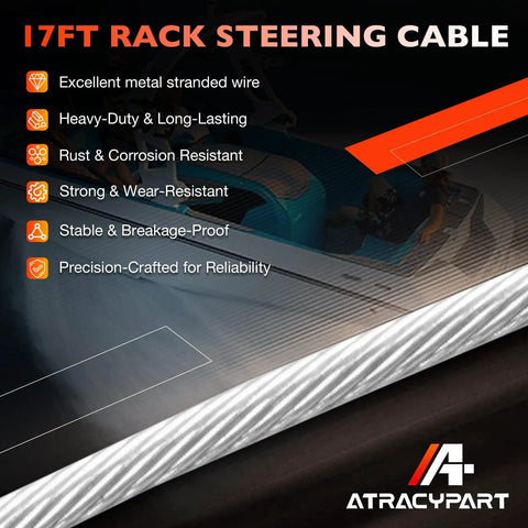 Single Rack And Pinion Mechanical Steering Cable For Boats 17 Ft Back Mount Single Cable With Smooth Precise Helm Action