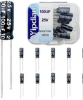 High Temperature Aluminum Electrolytic Capacitors 100uF 25V 5x11mm Durable Pack Of 10 For Power Supplies And Industrial Projects With Long Life Capacitance And Low Leakage, black radial capacitors