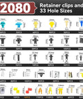 2080Piece Auto Retainer Clips Kit With Fastener Pliers And Trim Removal Tools, variety pack with 33 push rivet sizes
