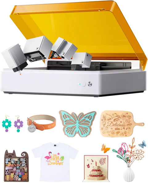 Ultra Dope 4 In 1 Craft Machine For Laser Engraving, Vinyl Cutting, Inkjet Printing, And Pen Drawing With 10W Laser shown in use.