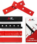 Heavy Duty 6 Inch Vise Jaw Pads With Magnetic Z Holder Anti Slip Soft Jaws Dual Pair, red and black pads with packaging.