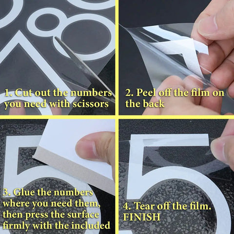 2 Inch Reflective Mailbox Numbers Sticker Set, 5 Packs of 0 Through 9, Waterproof Vinyl Self Adhesive for Signs, Doors, Cars