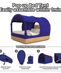 Full Size Bed Canopy Tent For Privacy And Comfort, Dream Space Pop Up Indoor Tent With Portable Frame And Breathable Curtains