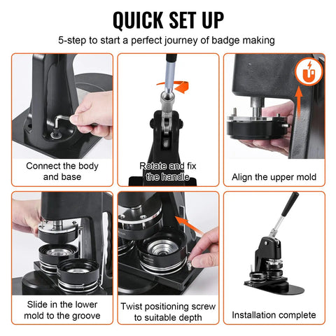 Button Maker Machine Kit With 100 Parts For DIY Badges And Pins setup guide with durable aluminum alloy construction and high precision punch press