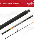 Graphite Jig Pole 16 Foot Three Sections Ultralight Durable Pole With DynaFlo Guides For Ice Fishing And Jigging High Performance Angler Gear Built For Power And Sensitivity And Versatility Pro Grade shown disassembled